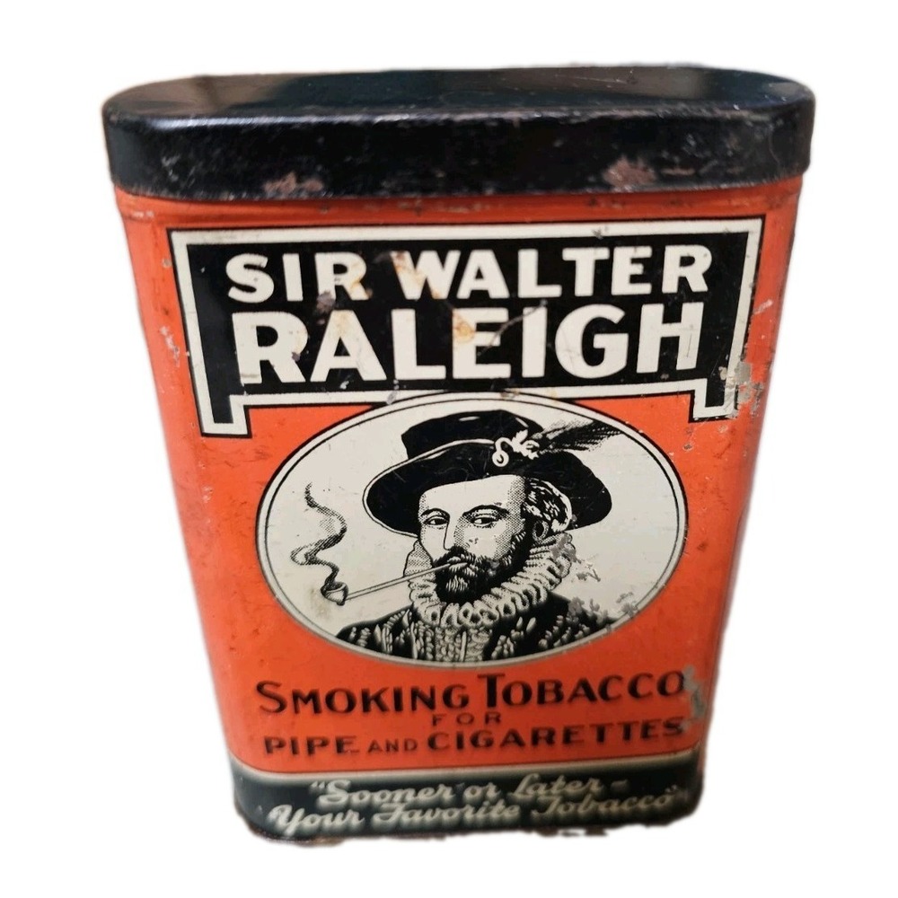 Sir Walter Raleigh Smoking Tobacco Empty Pocket Tin Vintage Brown & Williamson